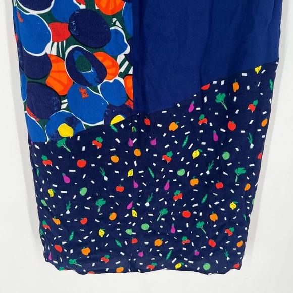 Staud Moulette Abstract Patchwork Retro Fruit Veggies Printed Slit Midi Skirt - Picture 6 of 8